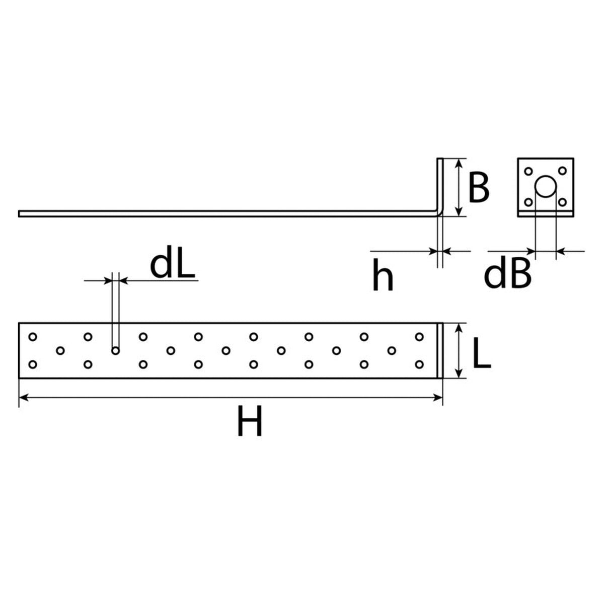 Flachstahlanker leicht, Stahl sendzimirverzinkt, 40 × 40 × 2 mm: Produktansicht