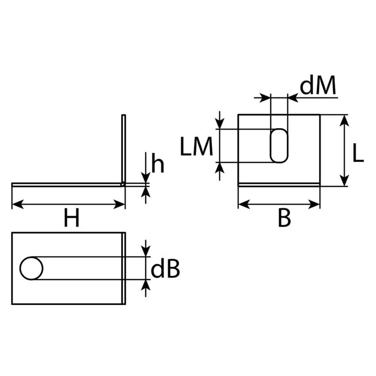 Betonwinkelverbinder mit Langloch, sendzimirverzinkt, 6 mm: Produktansicht
