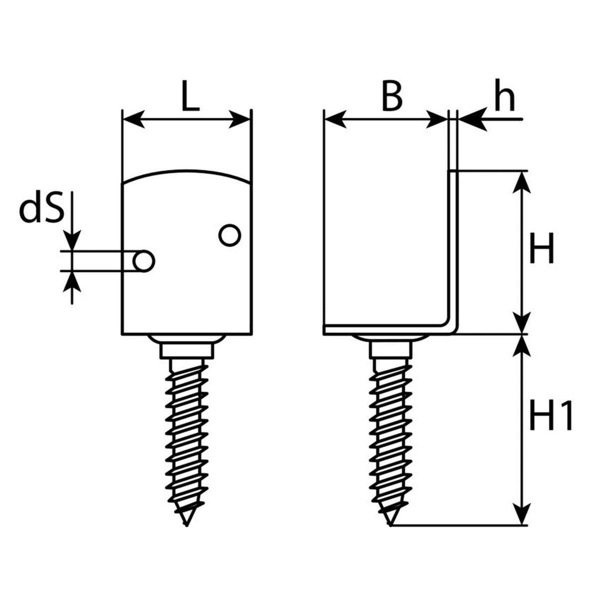 Flechtzaunbeschlag, Edelstahl A2, 30 × 28 × 38 mm, 2 mm: Produktansicht