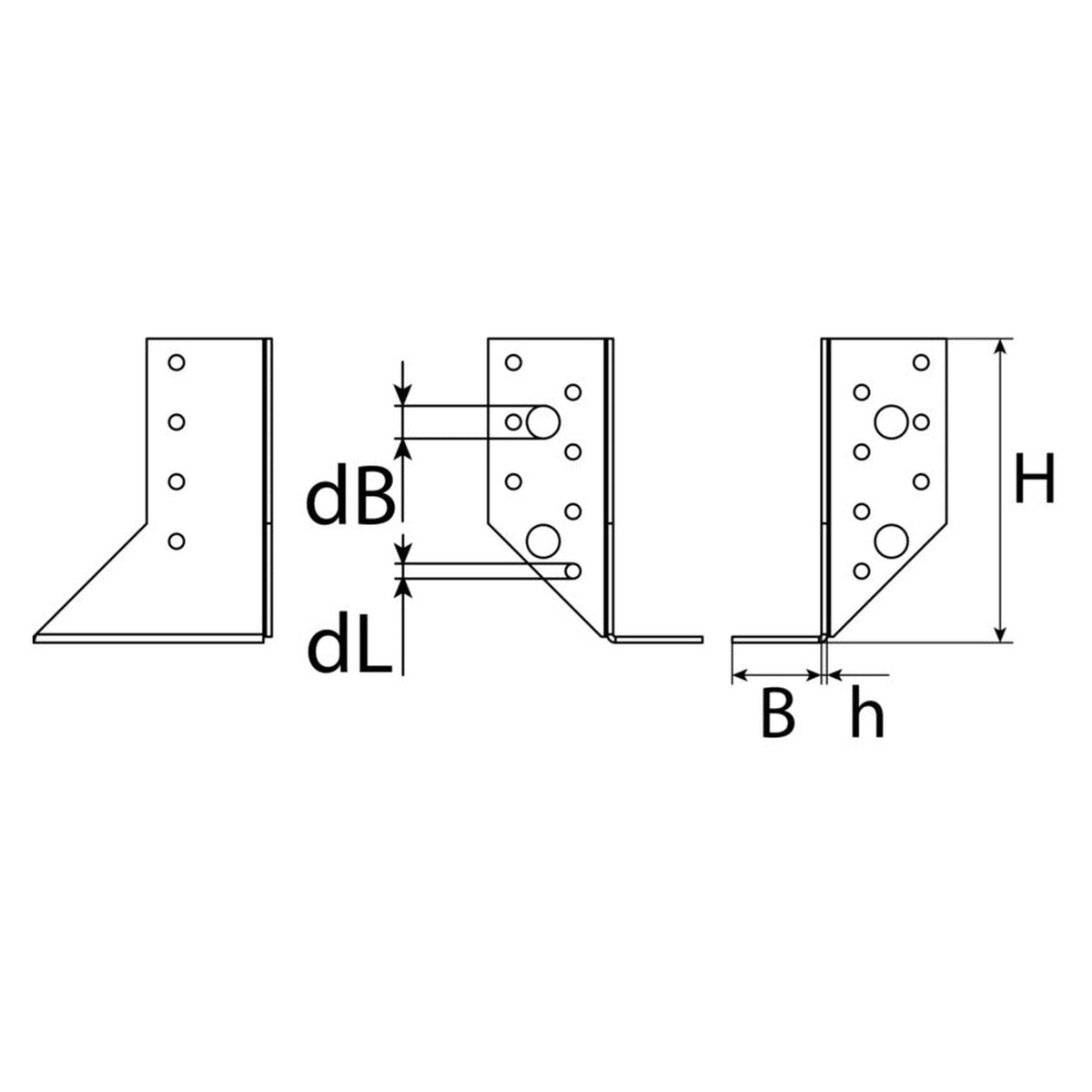 Balkenschuh 2-teilig, Stahl sendzimirverzinkt, 30 × 140 × 2 mm: Produktansicht