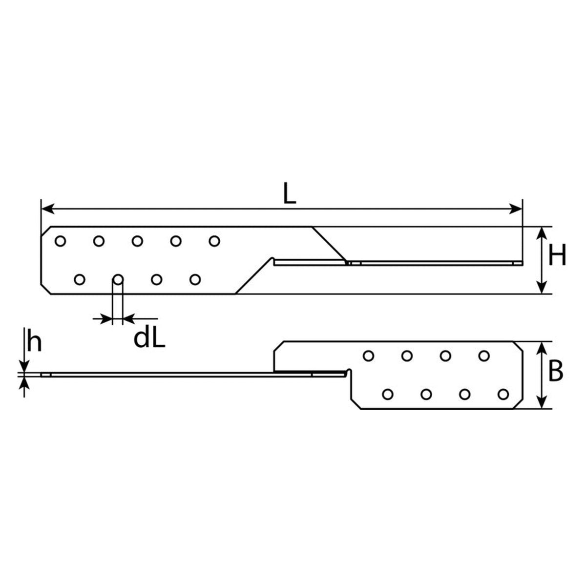 Sparrenpfettenanker universal, Stahl sendzimirverzinkt, 35 × 35 × 2 mm: Produktansicht