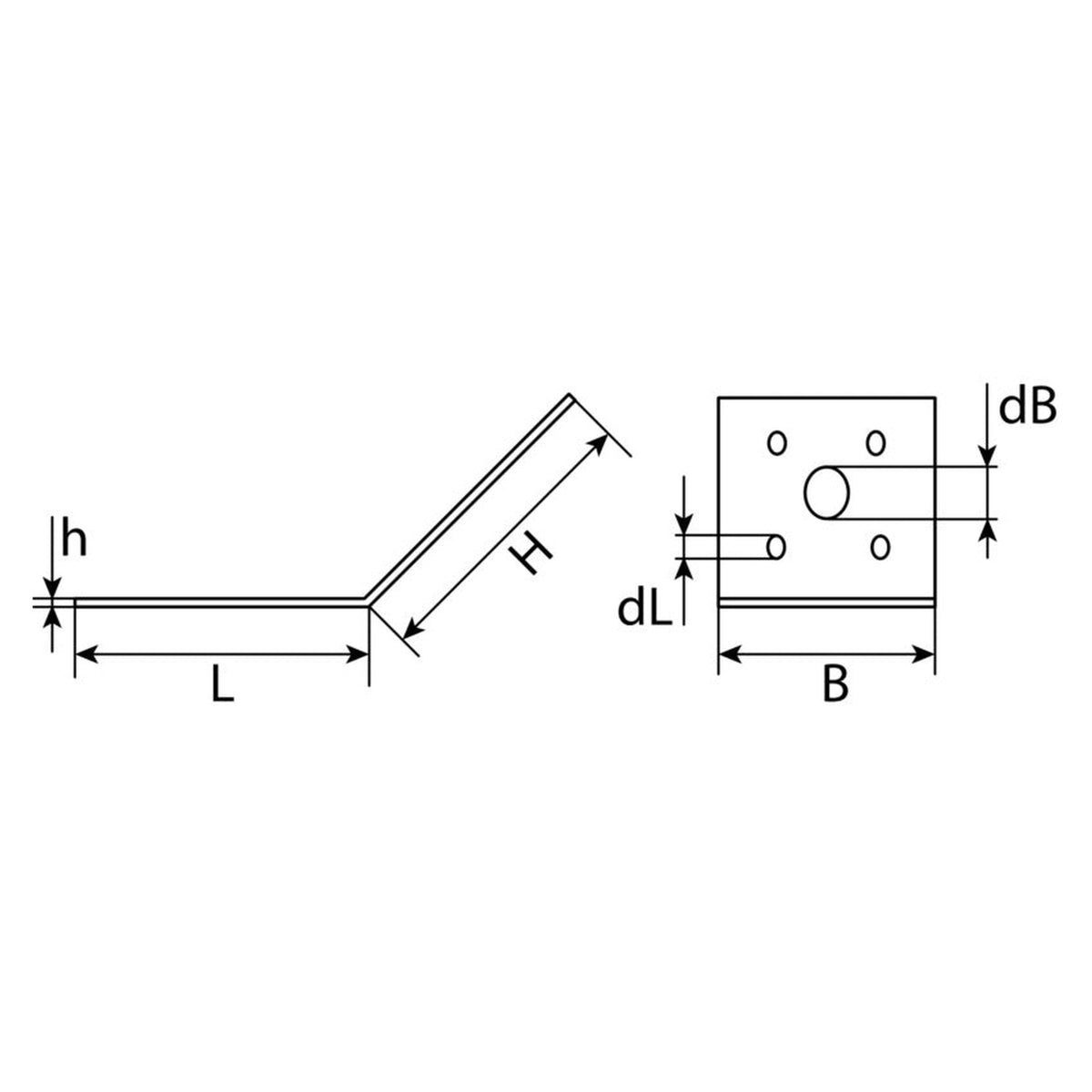 Winkelverbinder 135 Grad, Stahl sendzimirverzinkt, 2,5 mm: Produktansicht