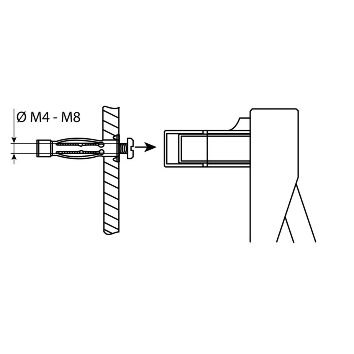 Montagezange für Metallhohlraumdübel M4 bis M8, Länge 227 mm: Produktansicht