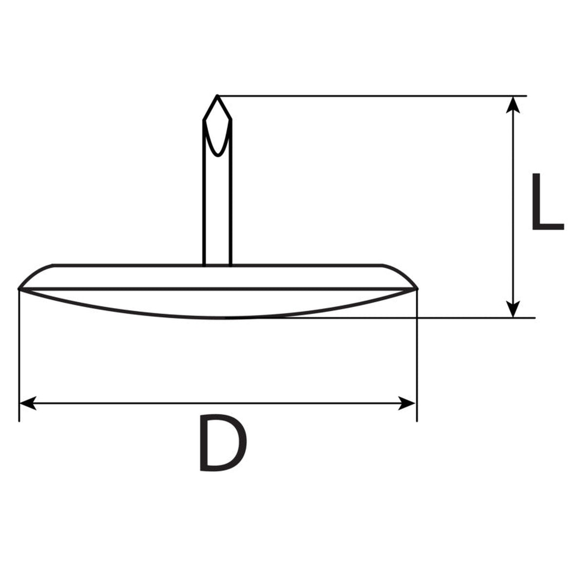 Reißbrettstift mit Kunststoffkappe, Stahl, 9,5 × 8 mm: Produktansicht