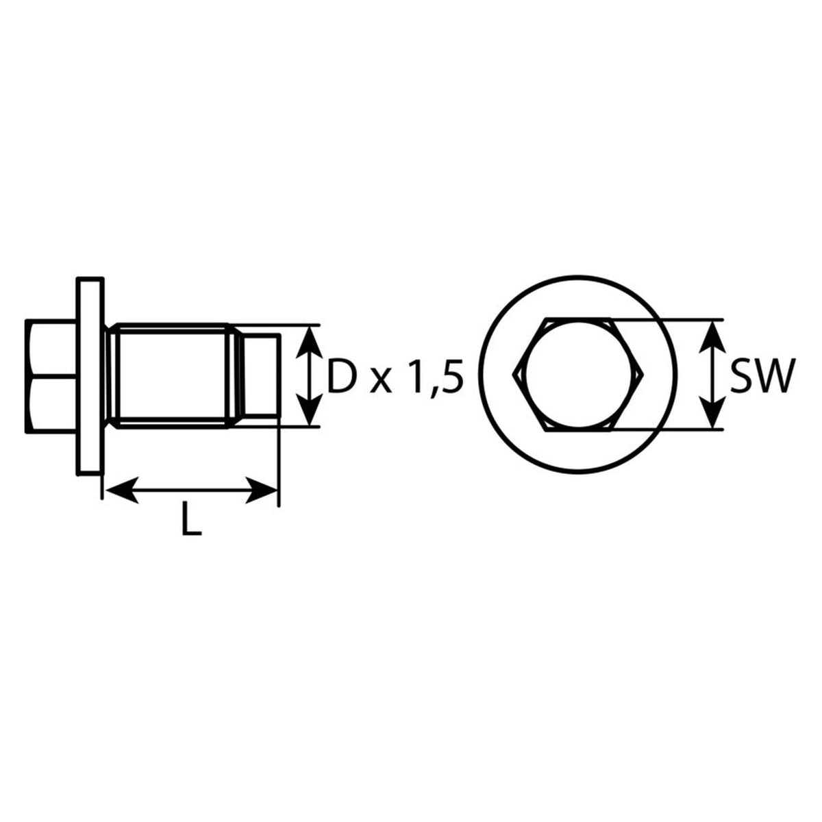 Kfz-Ölablassschraube M14 × 1,5 × 20, Stahl phosphatiert: Produktansicht