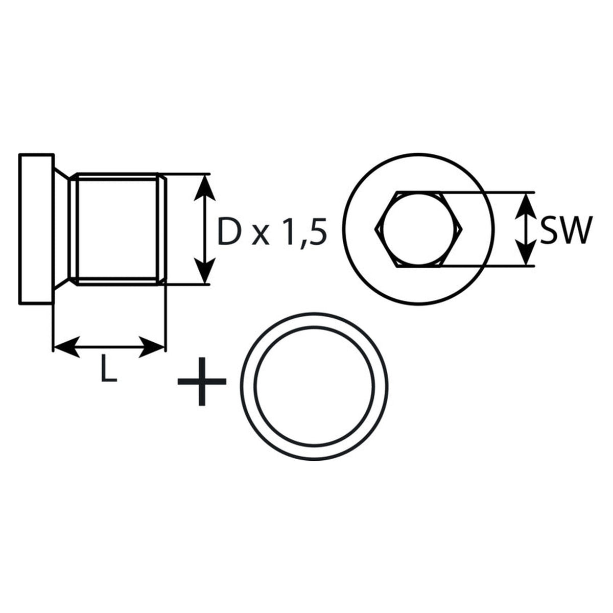 Kfz-Ölablassschraube M18 × 1,5 × 12 mit Dichtring, Aluminium: Produktansicht