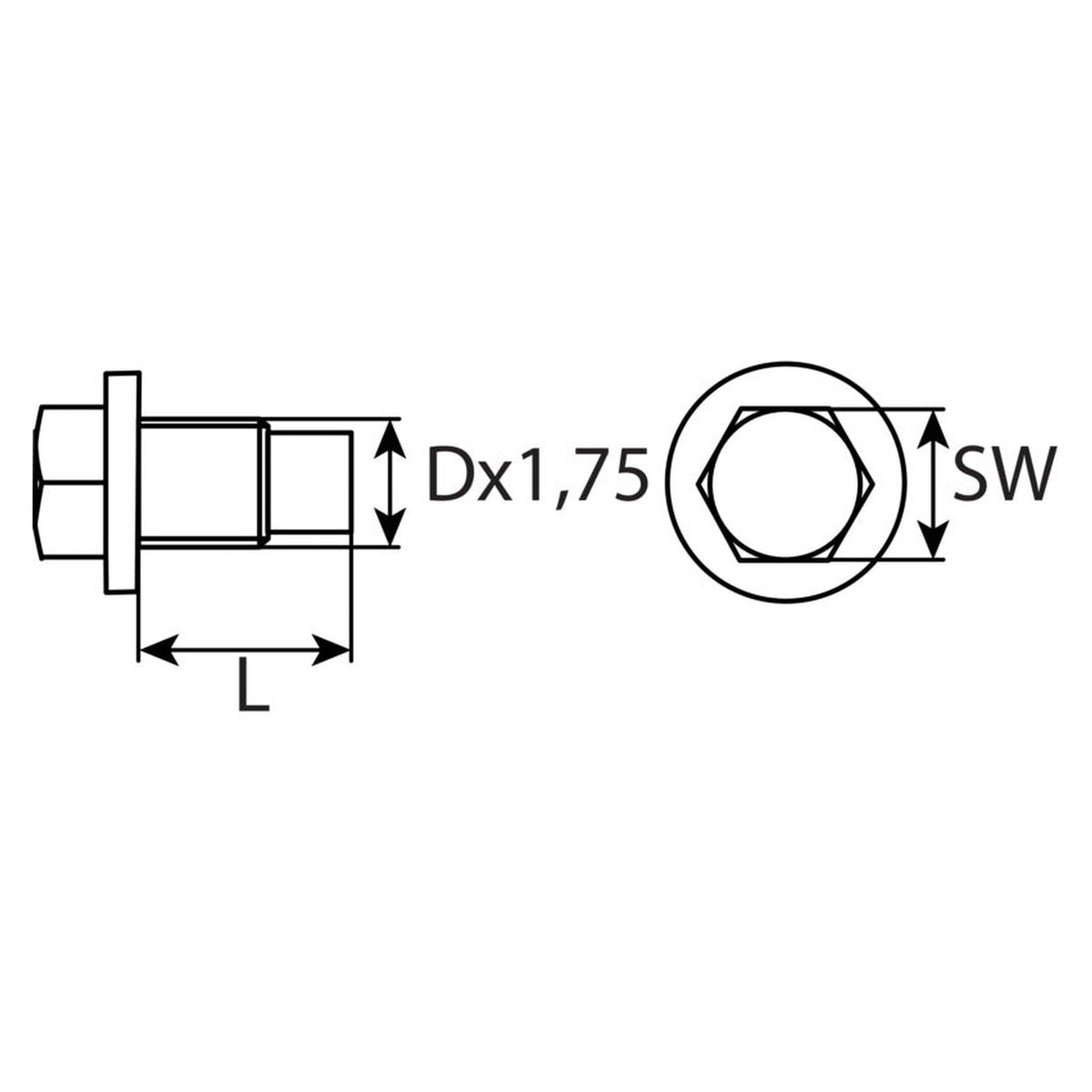 Kfz-Ölablassschraube M12 × 1,75 × 28,5, Stahl phosphatiert: Produktansicht