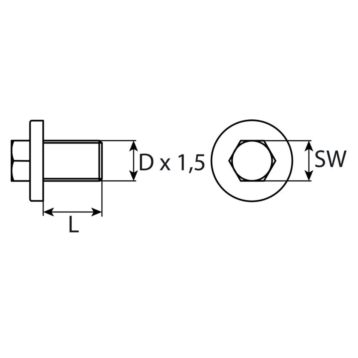 Kfz-Ölablassschraube M14 × 1,5 × 16, Stahl blank geölt, SW 13: Produktansicht