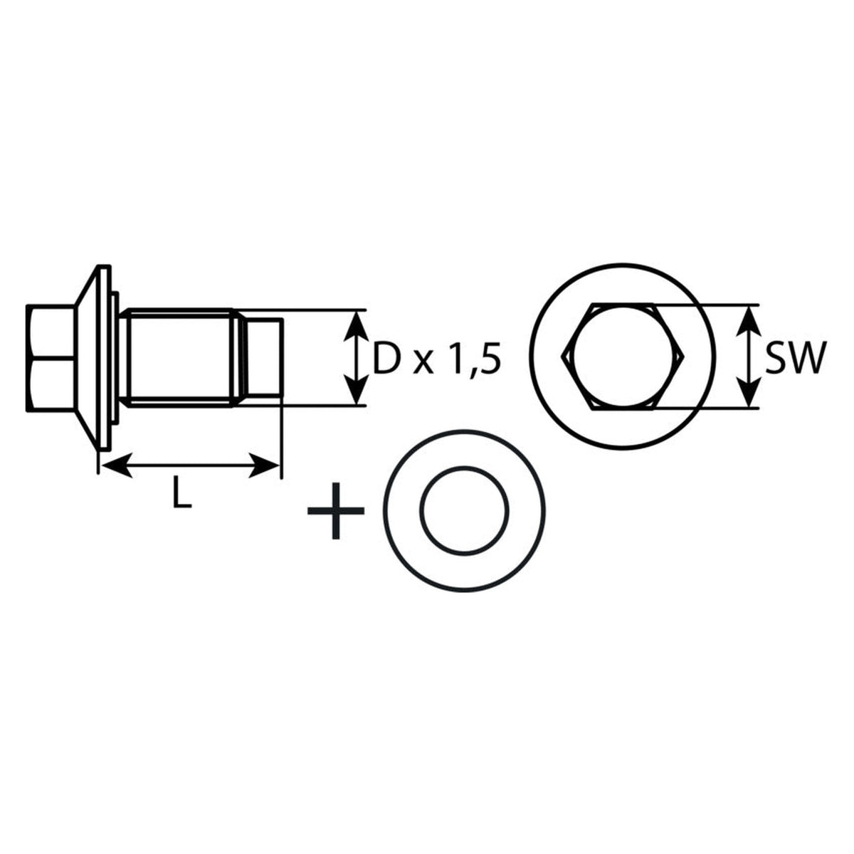 Kfz-Ölablassschraube M14 × 1,5 × 21, Stahl blank geölt: Produktansicht
