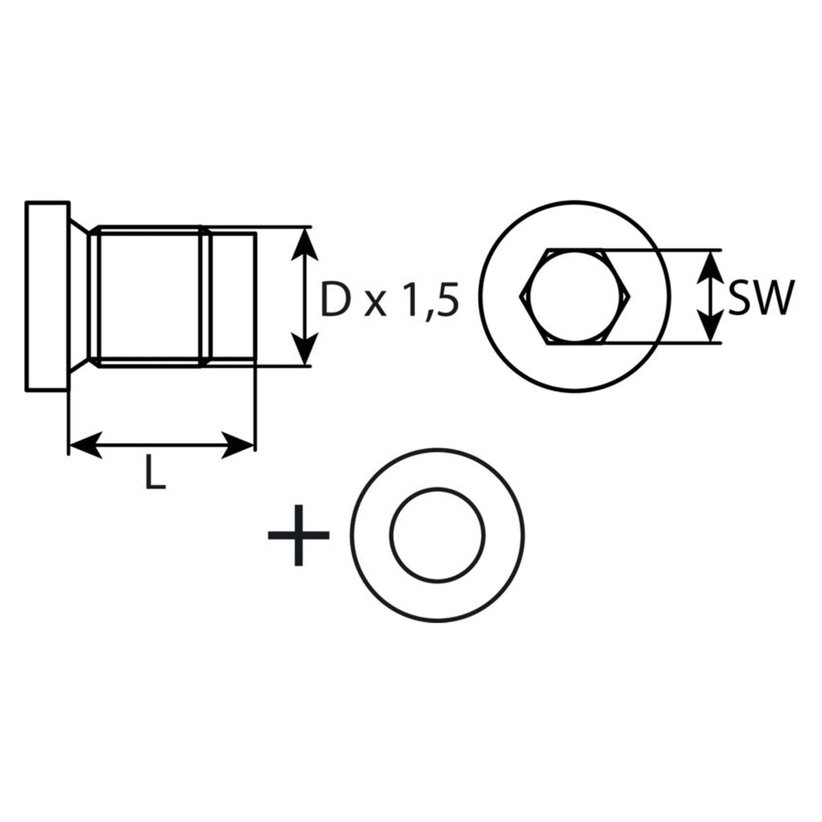 Kfz-Ölablassschraube M18 × 1,5 × 26 mit Dichtring, Stahl verzinkt: Produktansicht