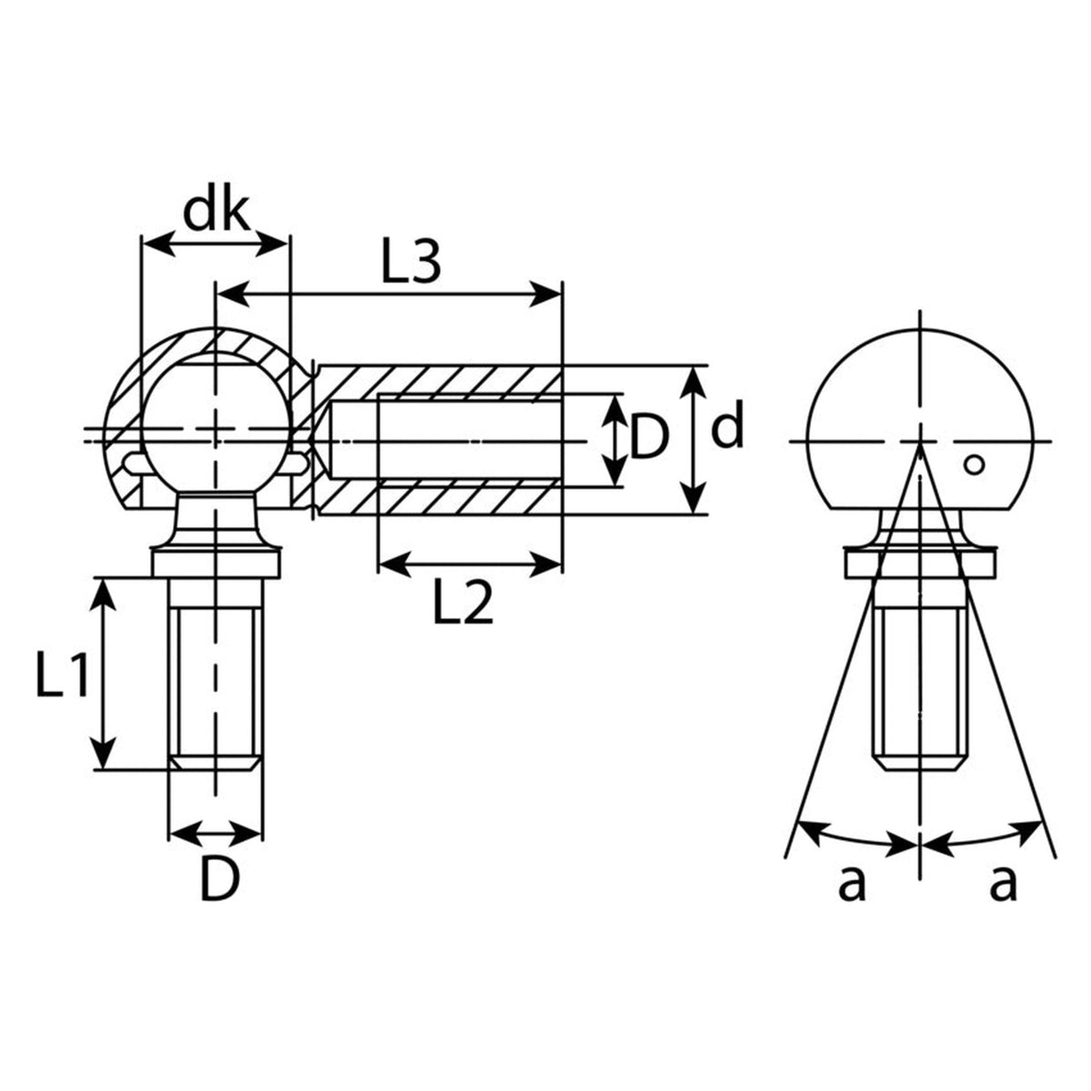 Winkelgelenk für Gestänge, Stahl verzinkt, DIN 71802, 18°: Produktansicht