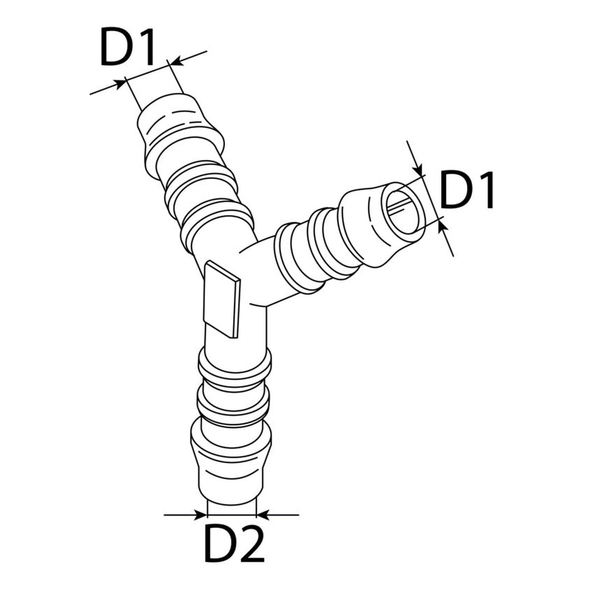 Kfz-Schlauchverbinder Y-Reduzierstutzen, Kunststoff, 4/6/4 mm: Produktansicht
