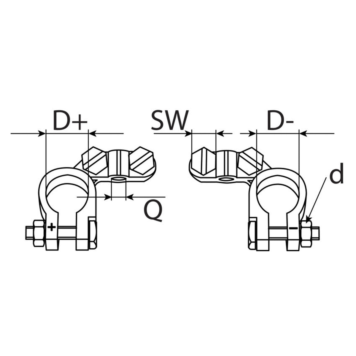 Batterieklemmen-Set Plus und Minus, Messing verzinnt, bis 50 mm²: Produktansicht