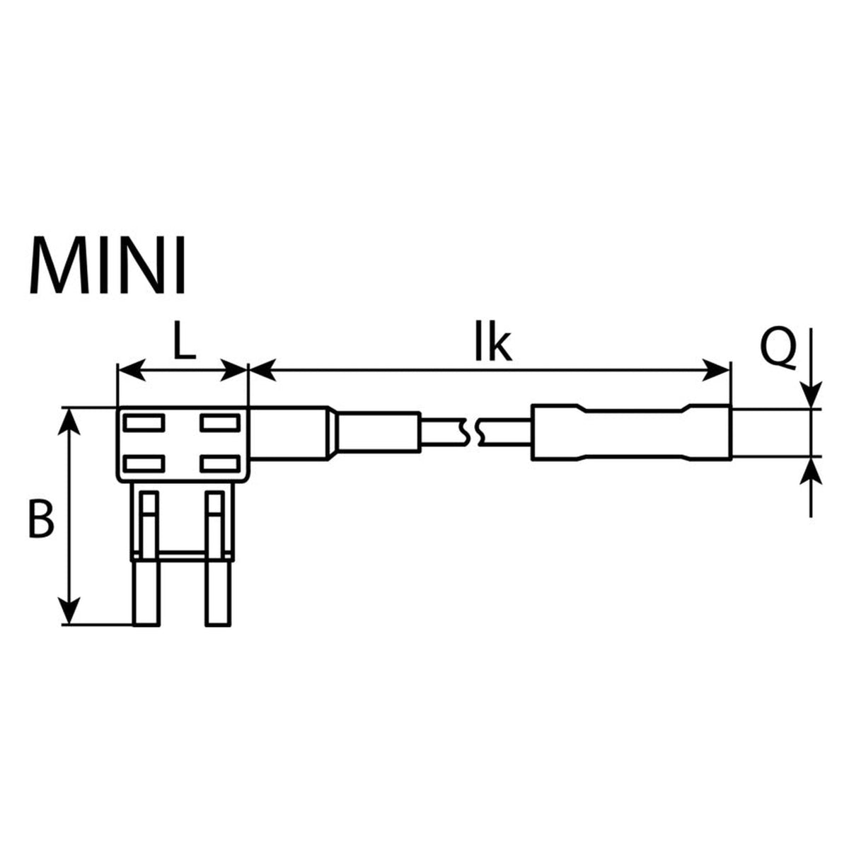 Kfz-Flachstecksicherungsadapter mit Kabel, 15 A, 1,5 mm², 100 mm: Produktansicht