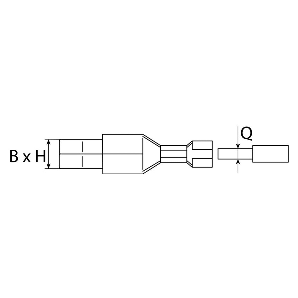 Flachfederstecker mit Rastnase unisoliert, Kupfer, 2,8 × 0,8 mm: Produktansicht