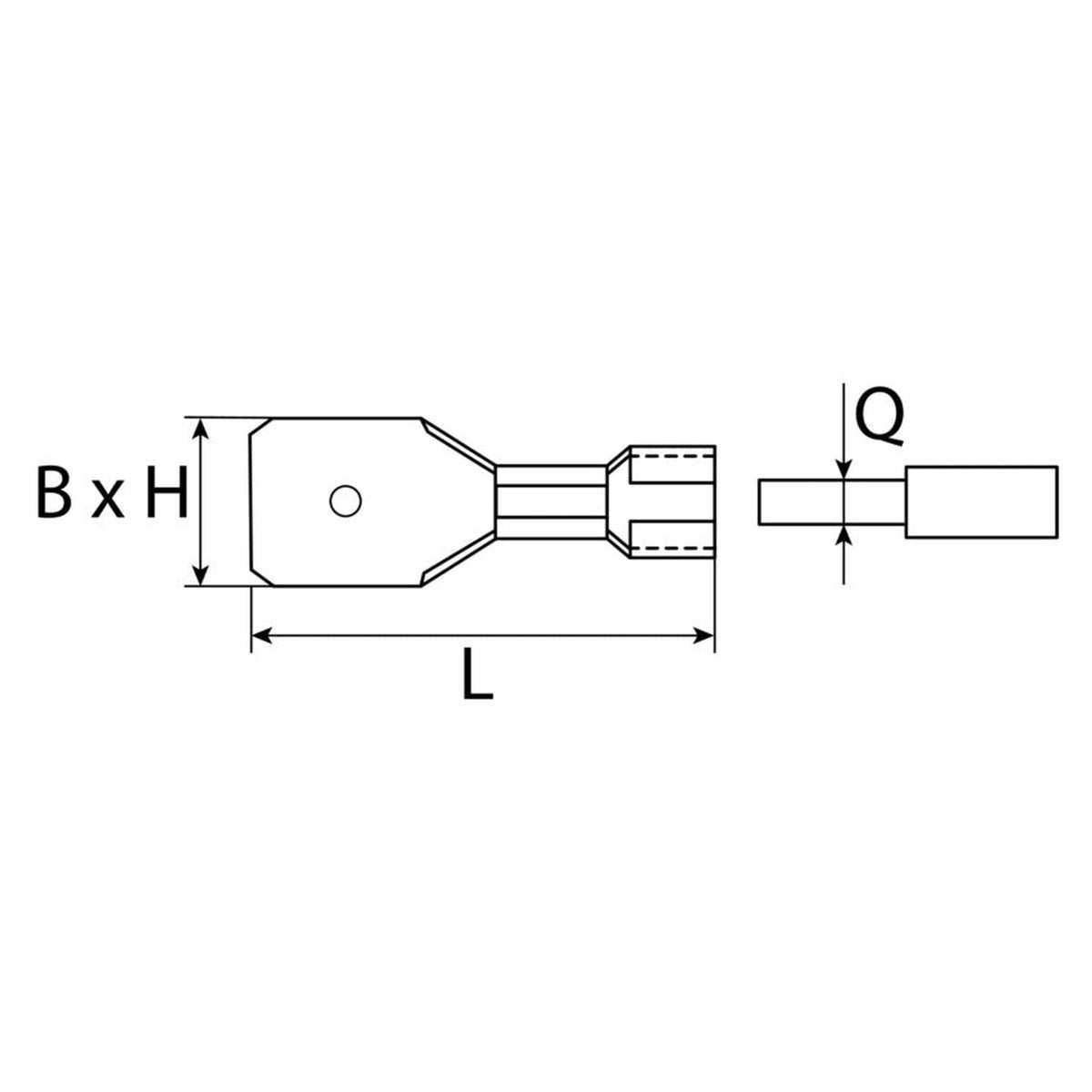 Flachsteckzunge unisoliert mit Raste, Messing, 6,3 mm: Produktansicht