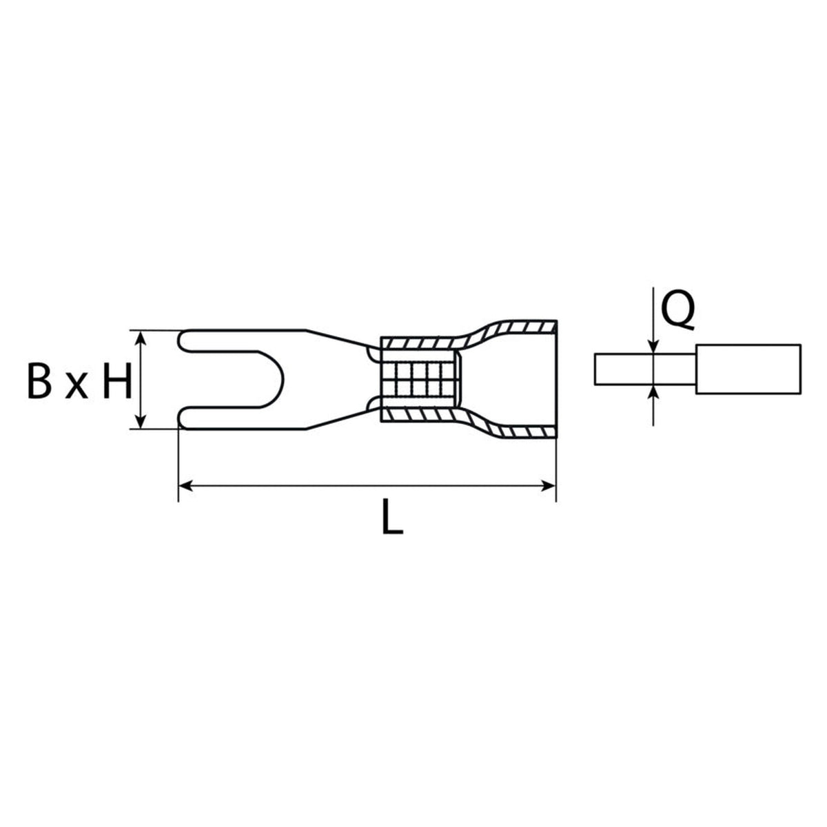 Gabelverbinder teilisoliert gelb, PVC, 4 bis 6 mm², M5: Produktansicht