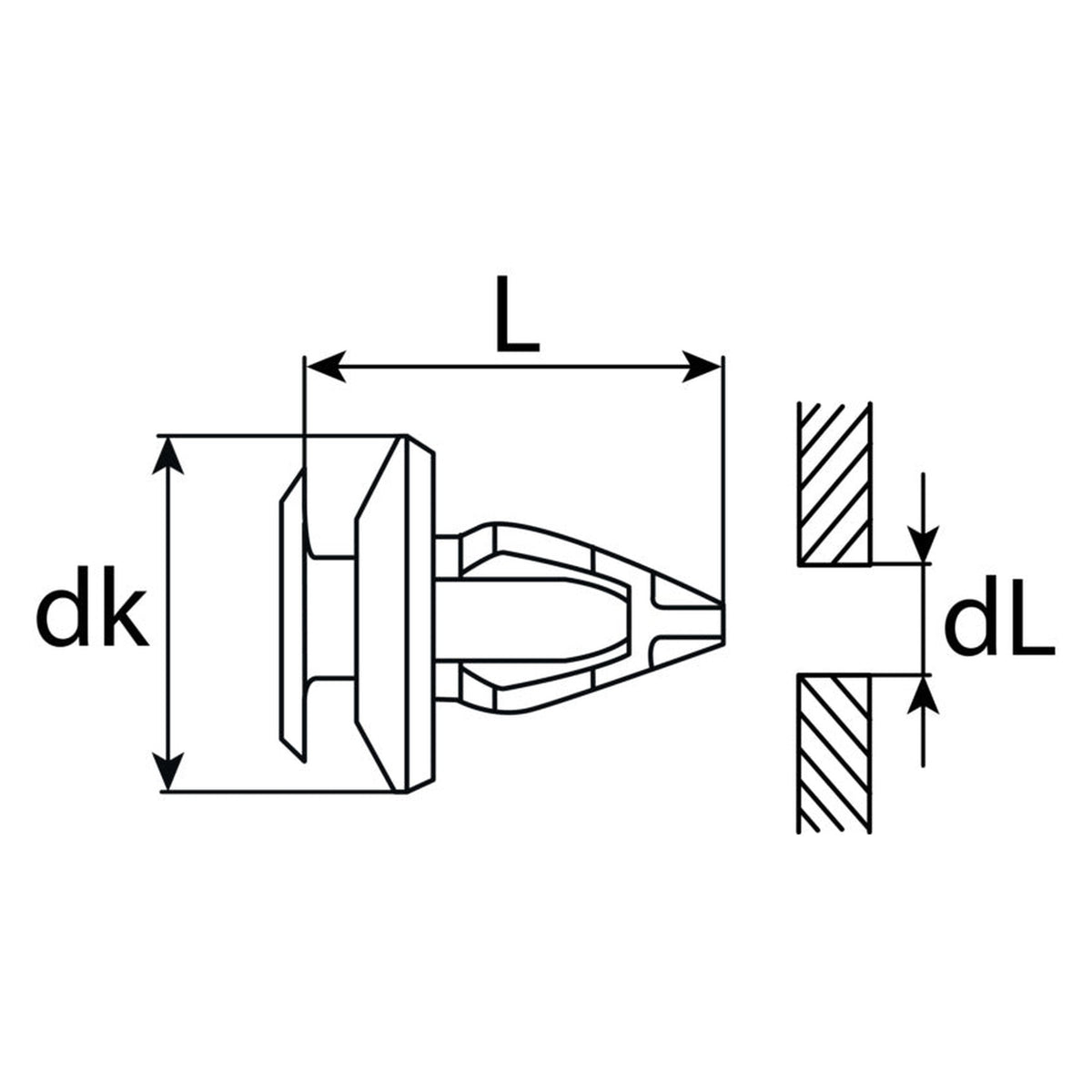 Kfz-Innenverkleidungsclip gelb, Kunststoff, dk 18 mm, L 21 mm: Produktansicht