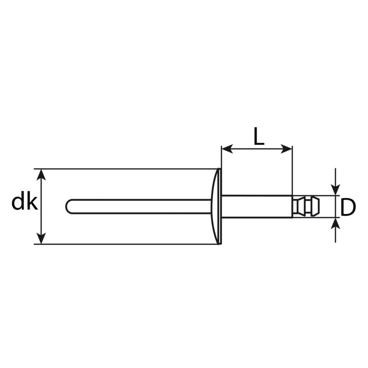 Kfz-Kunststoffblindniet, 5 × 12 mm: Produktansicht