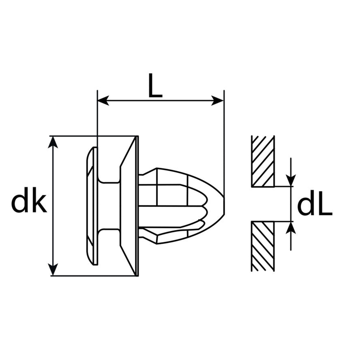 Kfz-Innenverkleidungsclip rot, dk 17 mm, L 13 mm: Produktansicht