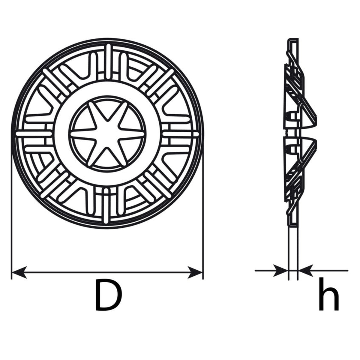 Kfz-Klemmscheibe silber, Metall, 30 mm, Bohrung 3,9 mm, Höhe 4,5 mm: Produktansicht