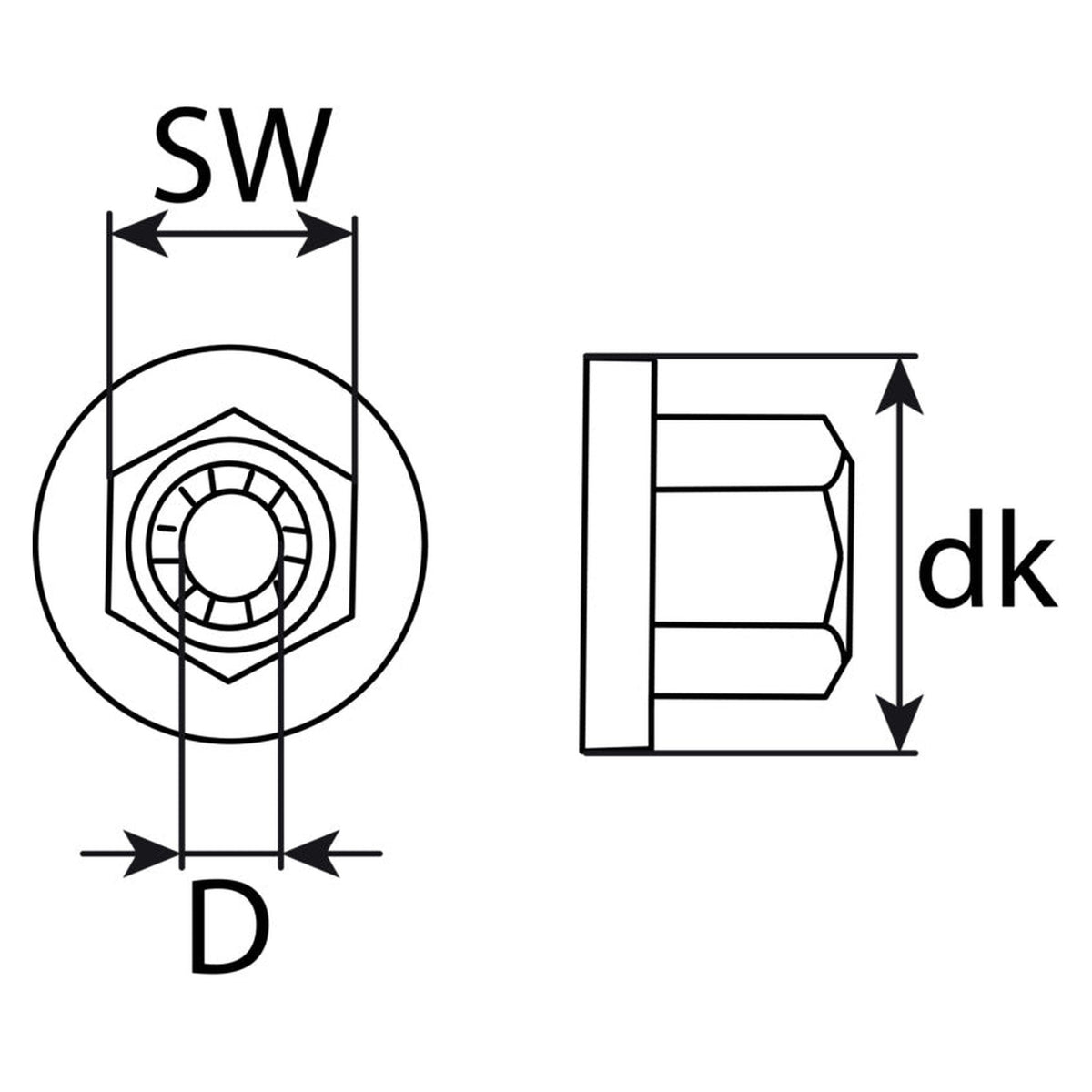 Kfz-Spreizmutter schwarz, Kunststoff, dk 18 mm, L 10,5 mm: Produktansicht