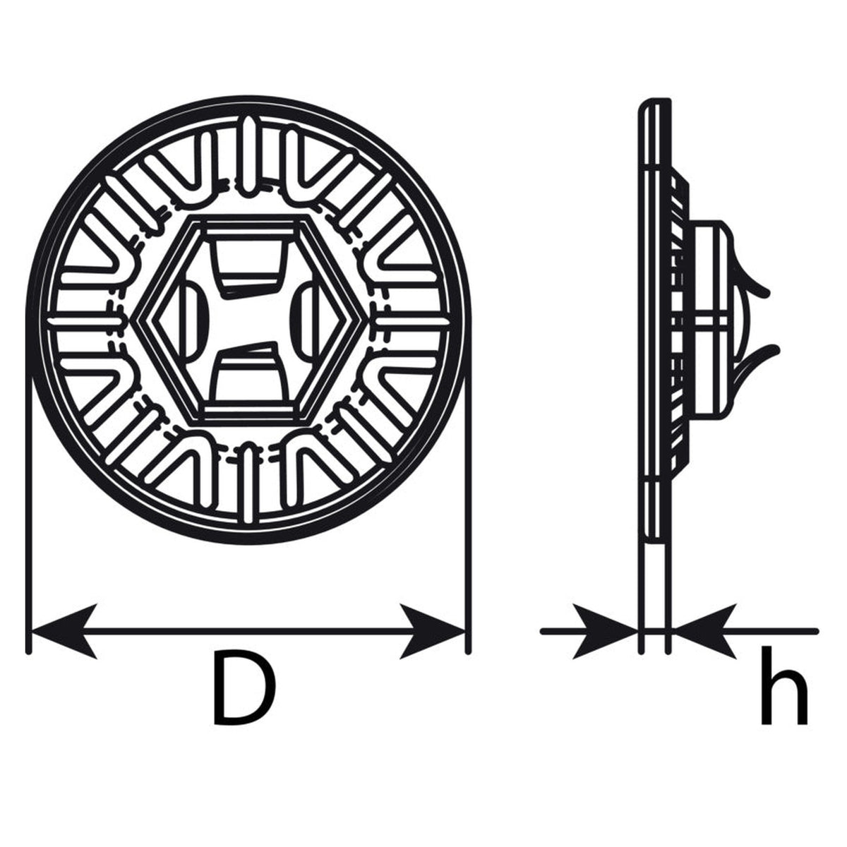 Kfz-Klemmscheibe, Stahl Zink-Lamelle, 30 × 6 mm, Bohrung 3,9 mm: Produktansicht