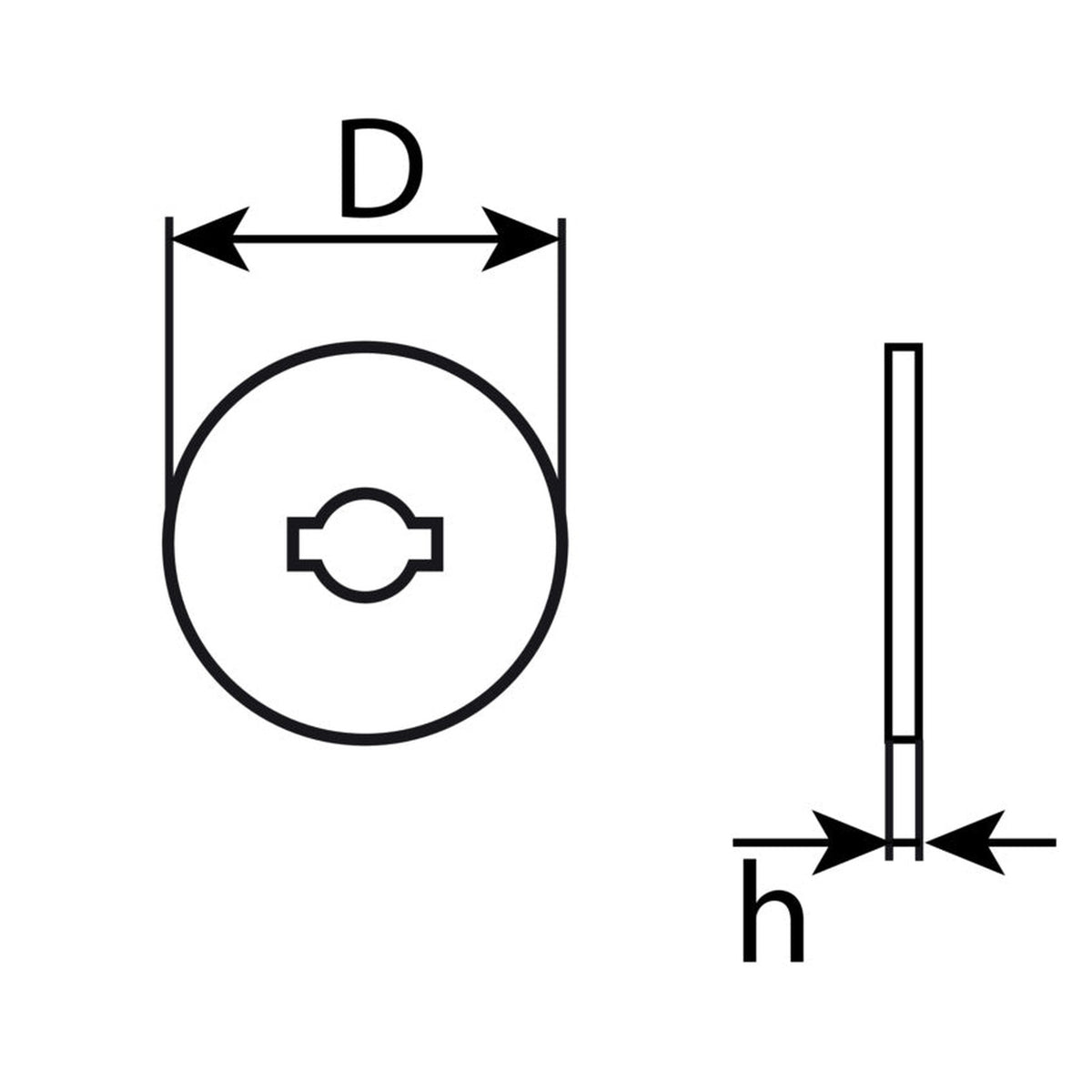 Kfz-Klemmscheibe farblos, 25 × 6 mm, Höhe 1,2 mm: Produktansicht