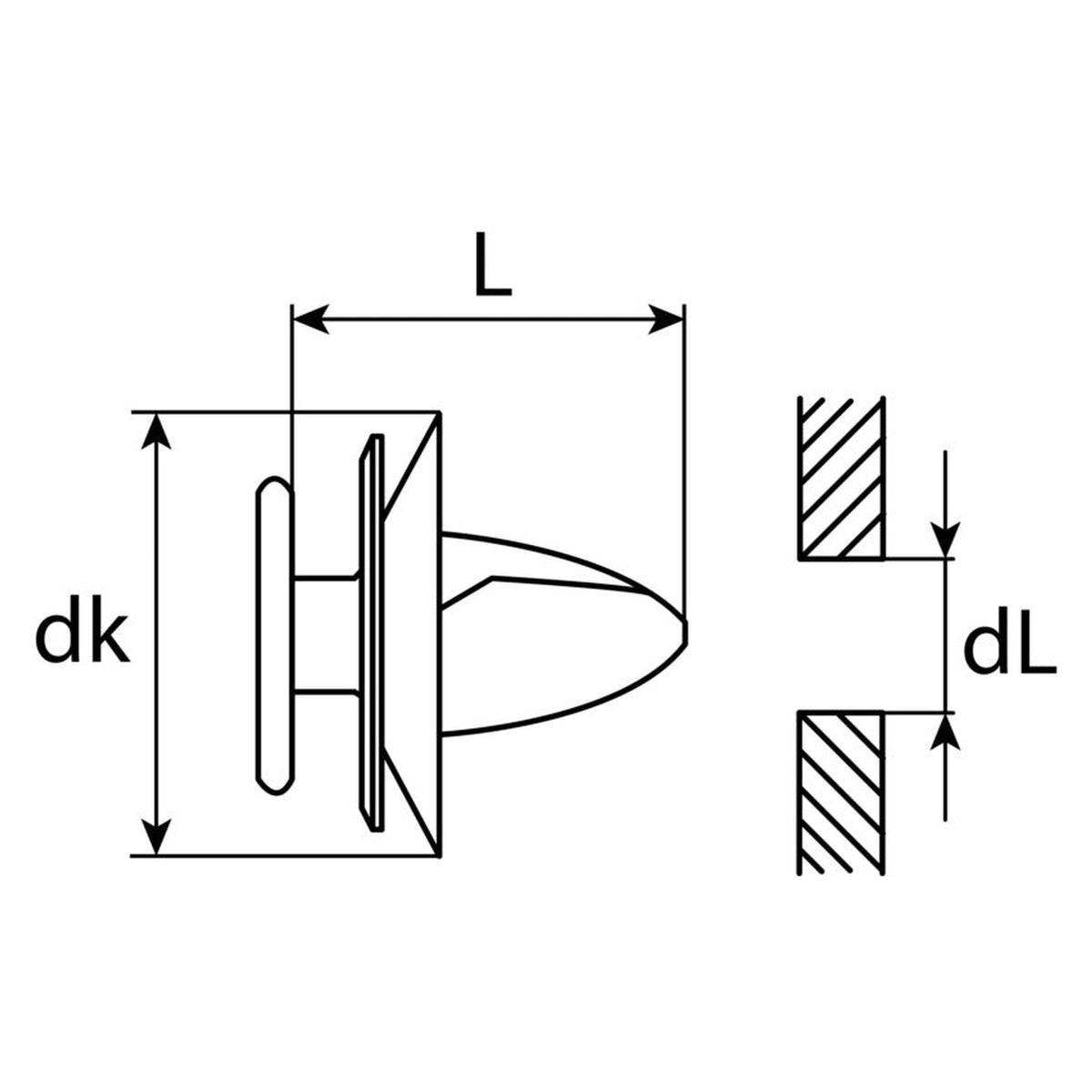 Kfz-Innenverkleidungsclip natur, Kunststoff, dk 20 mm, L 19 mm: Produktansicht