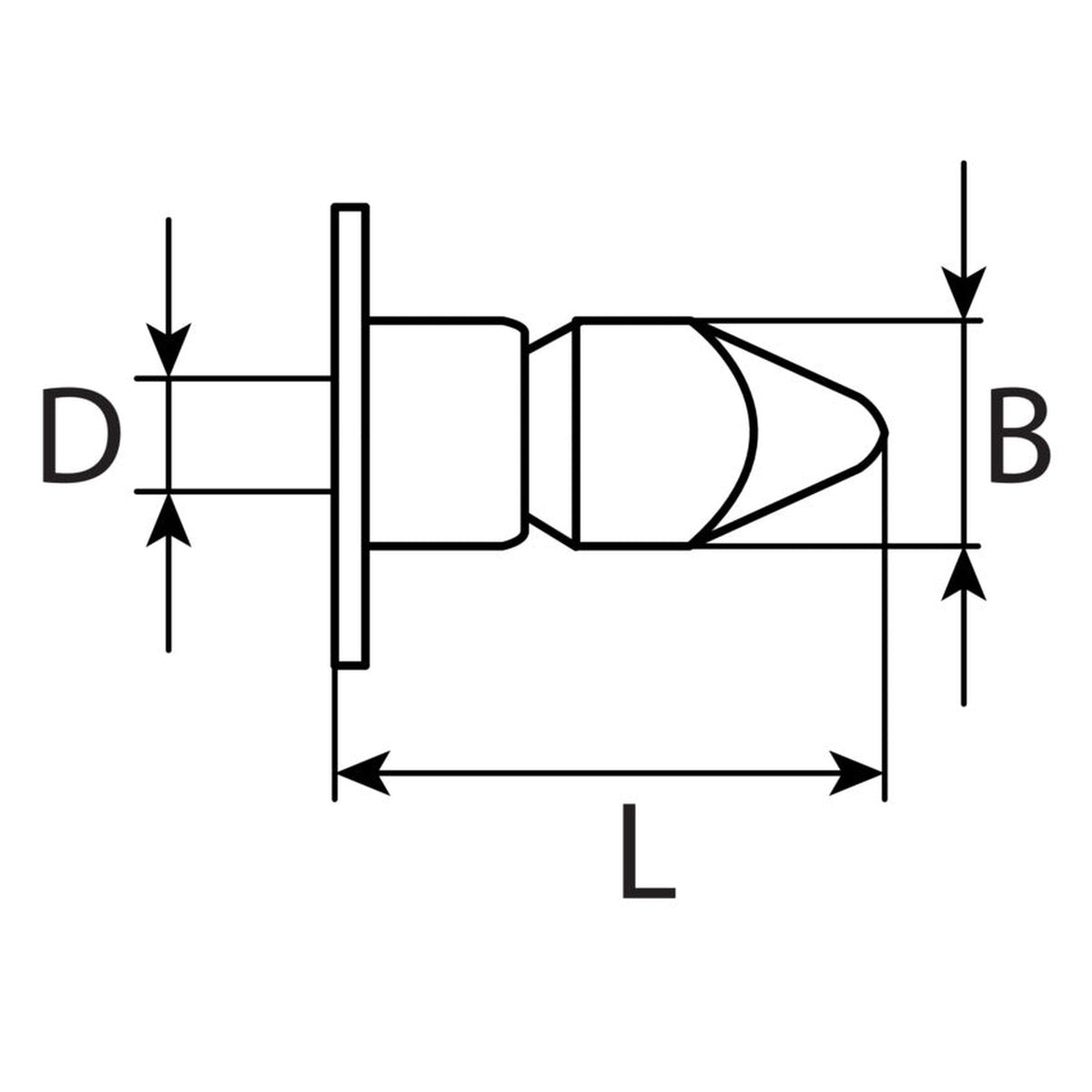 Kfz-Spreizmutter schwarz, L 21 mm, Breite 8 mm: Produktansicht
