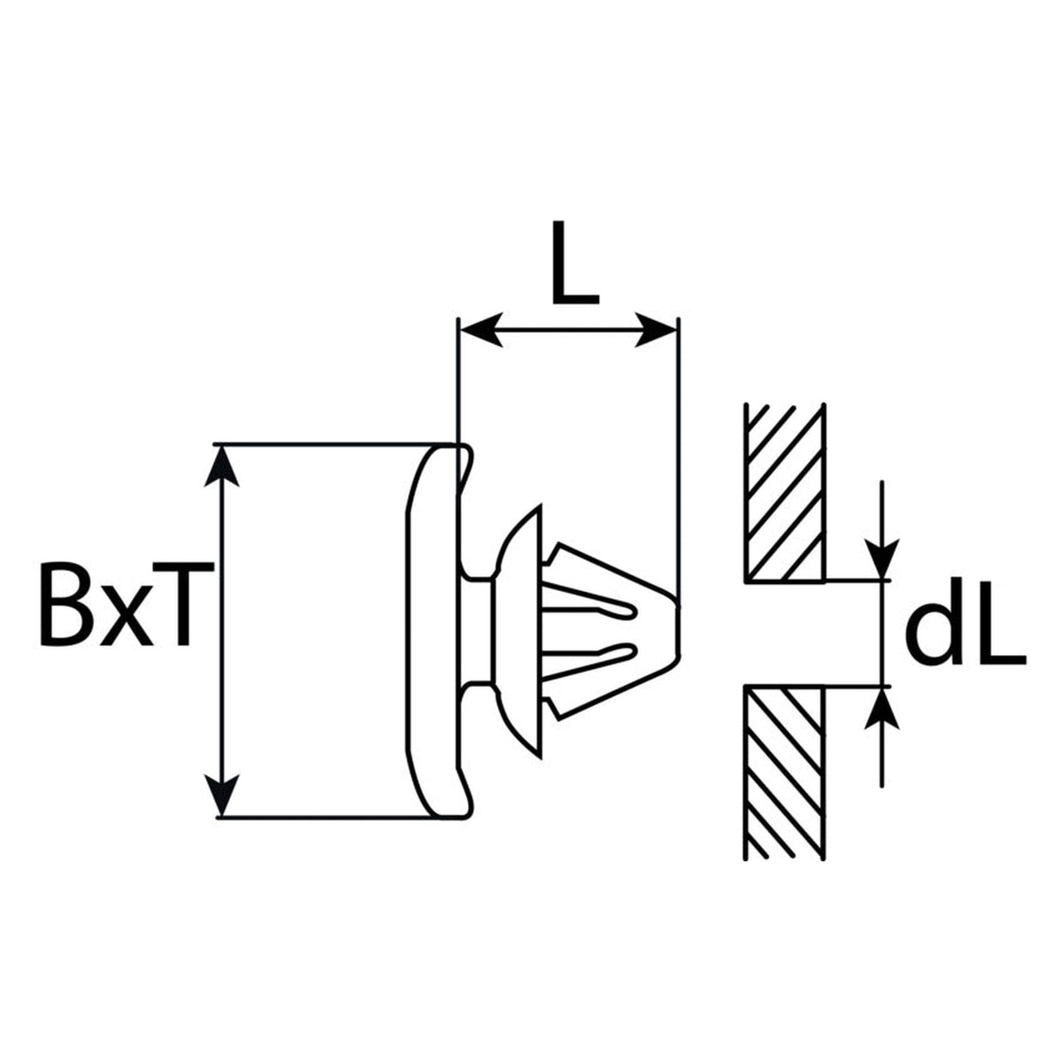 Kfz-Türdichtungsclip gelb, Kopf 12,7 × 5 mm, L 5,3 mm: Produktansicht