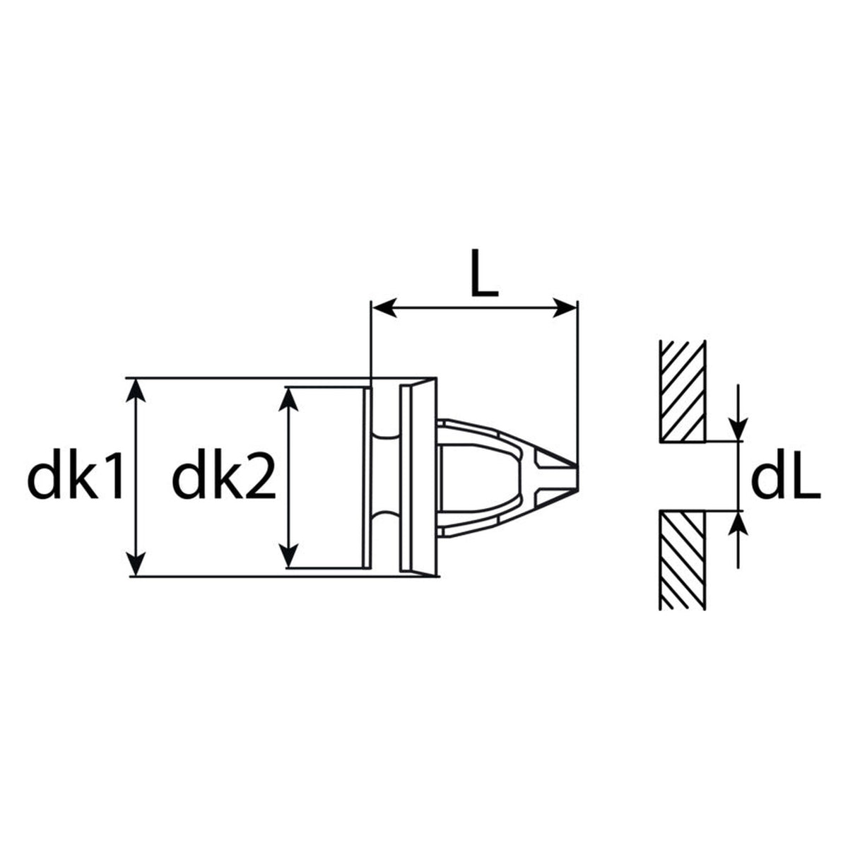 Kfz-Innenverkleidungsclip farblos, dk 20 mm, L 15,7 mm: Produktansicht