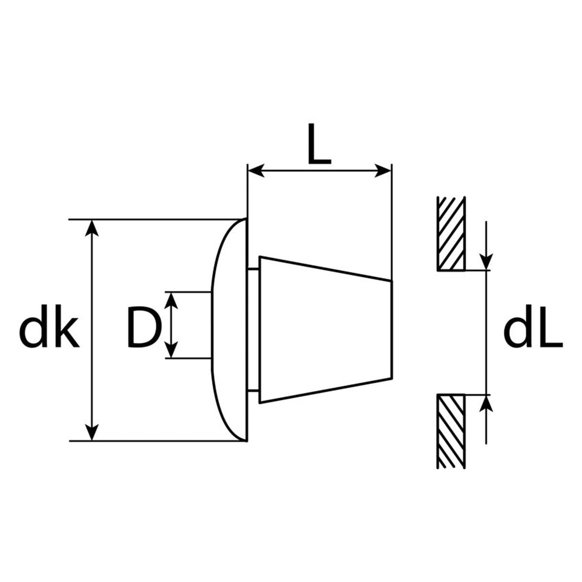 Kfz-Spreizmutter farblos, Kunststoff, dk 21,5 mm, L 18,5 mm: Produktansicht