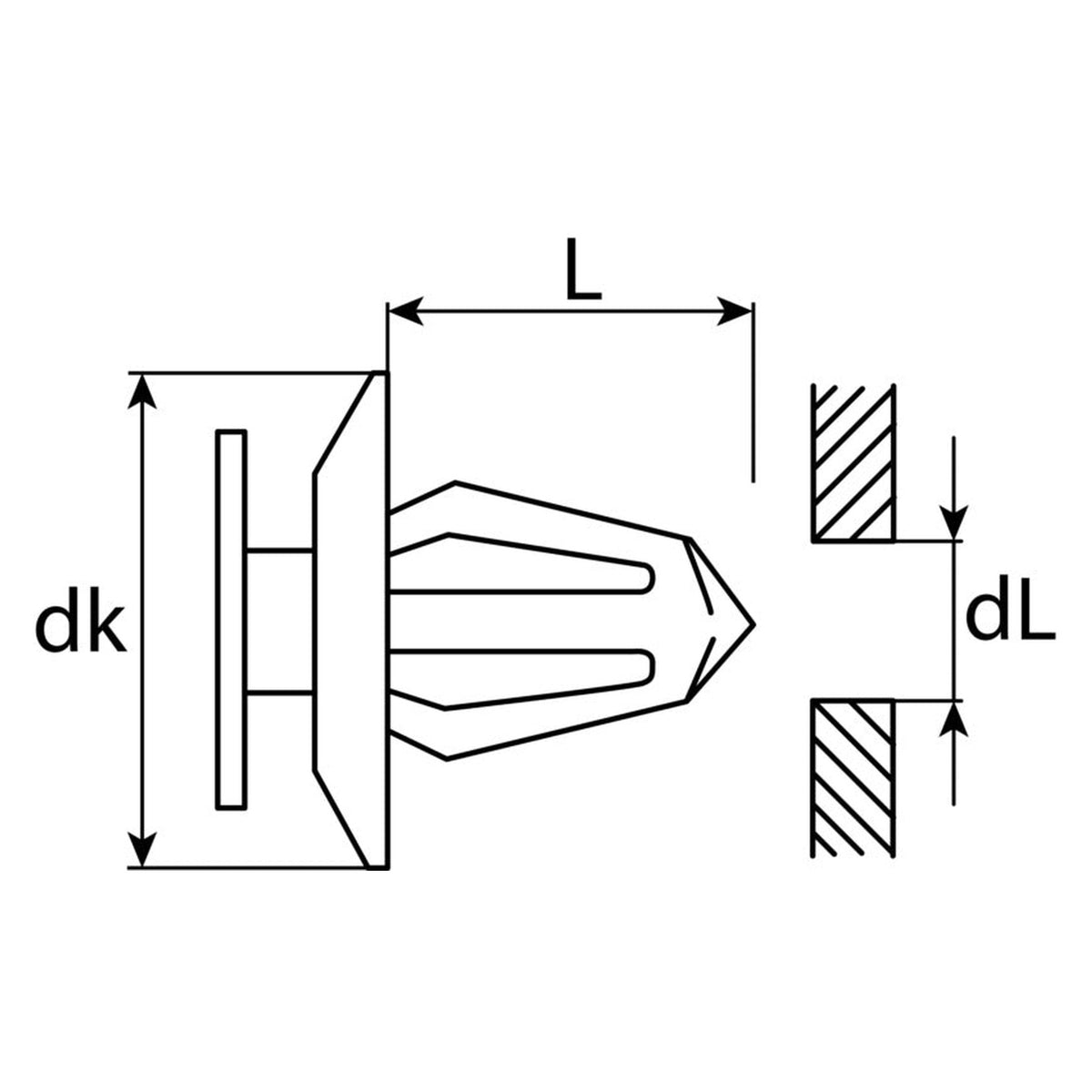 Kfz-Innenverkleidungsclip grün, dk 18 mm, L 13 mm: Produktansicht