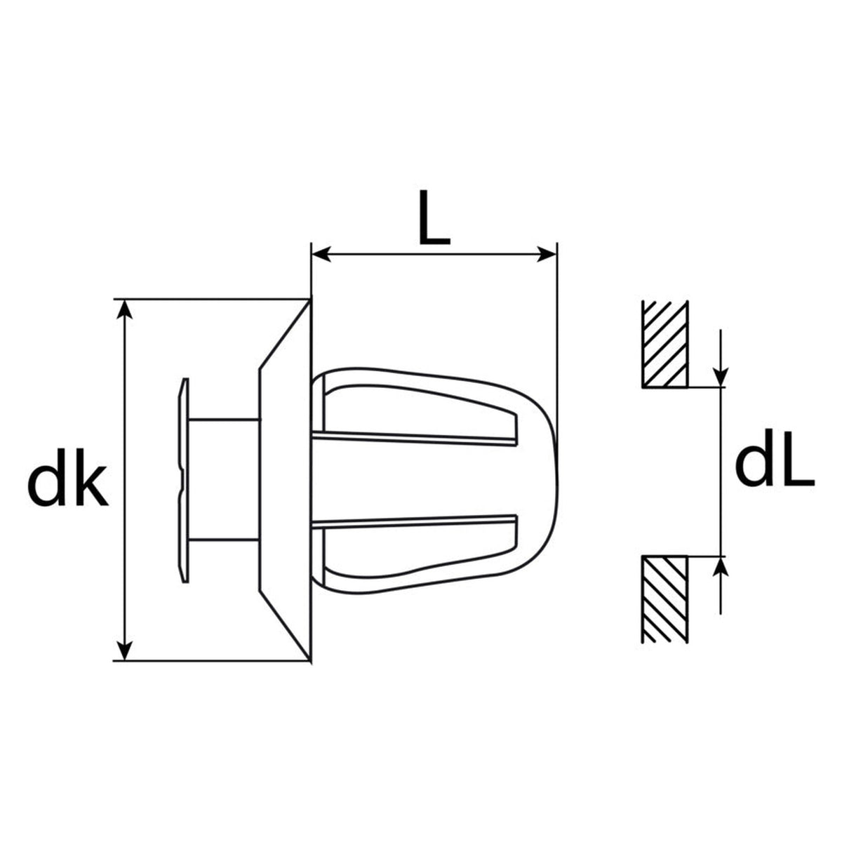 Kfz-Innenverkleidungsclip schwarz, dk 18 mm, L 13 mm: Produktansicht
