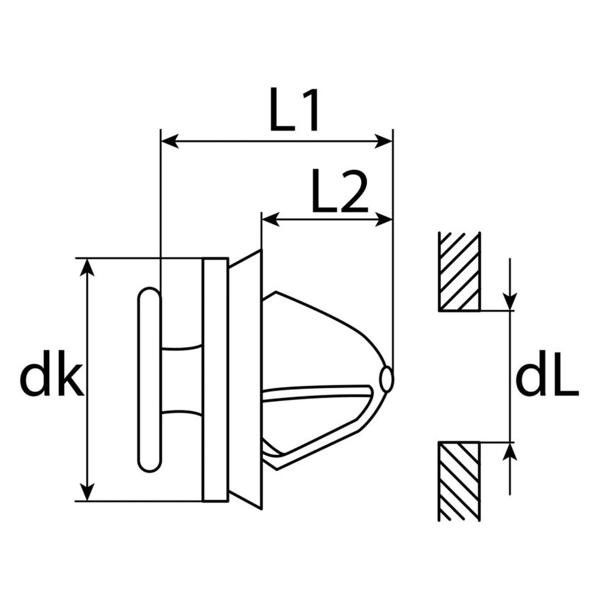 Kfz-Innenverkleidungsclip farblos, dk 17 mm, L 18 mm: Produktansicht
