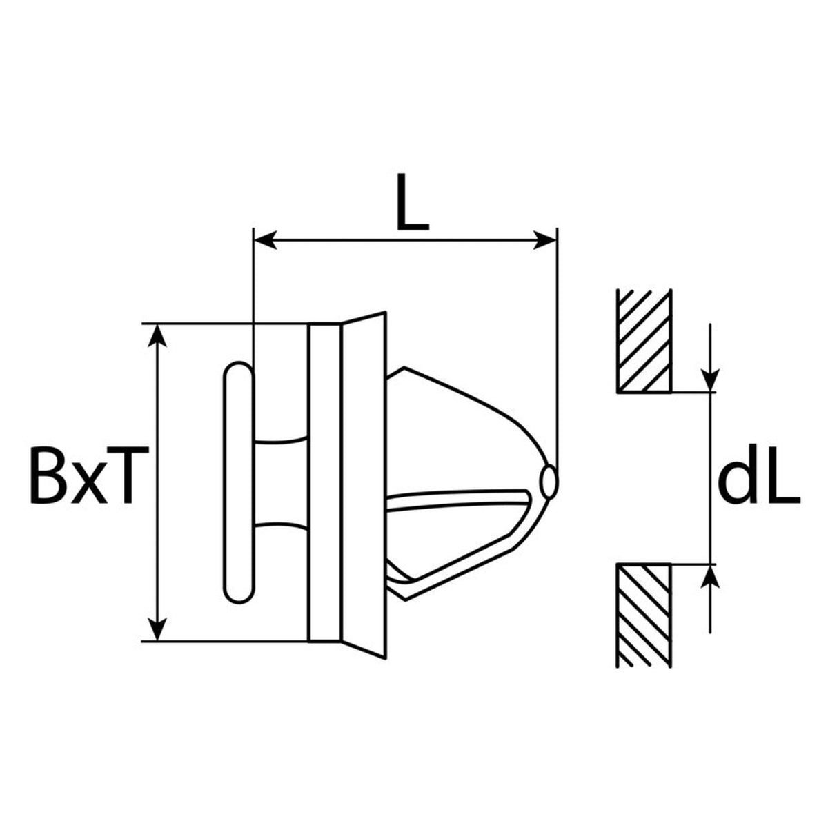 Kfz-Innenverkleidungsclip farblos, Kopf 12 × 10,5 mm, L 17 mm: Produktansicht