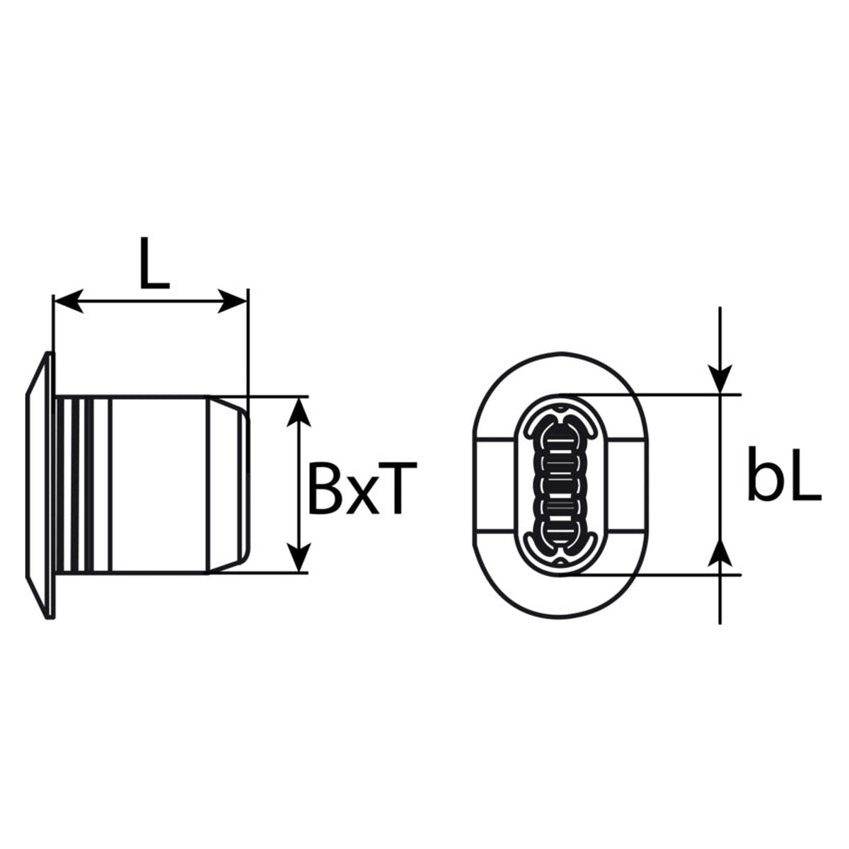 Kfz-Spreizmutter schwarz, Kunststoff, 15 × 13,5 × 7 mm: Produktansicht