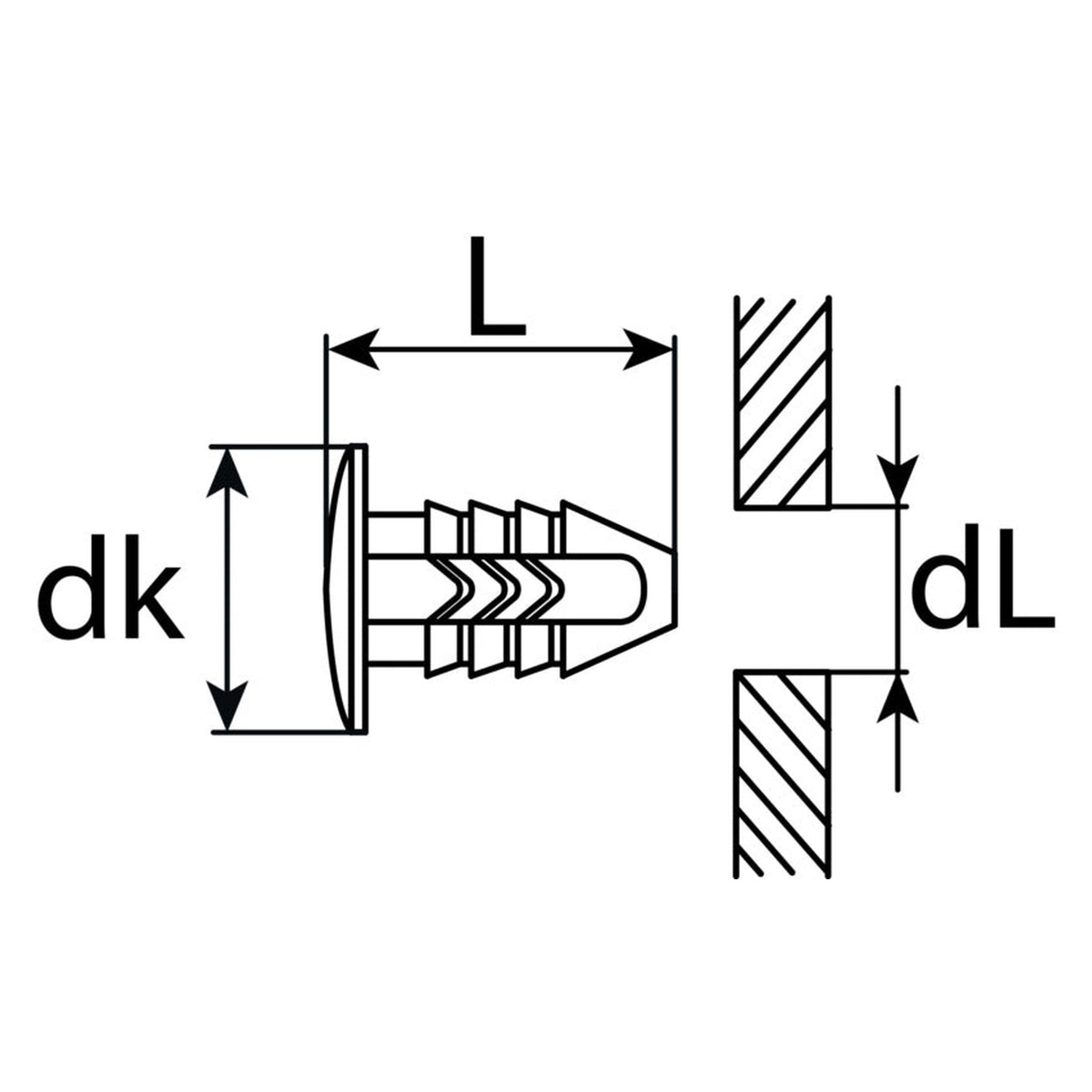 Kfz-Abdeckstopfen, dL 8 mm, L 19 mm, dk 16 mm: Produktansicht