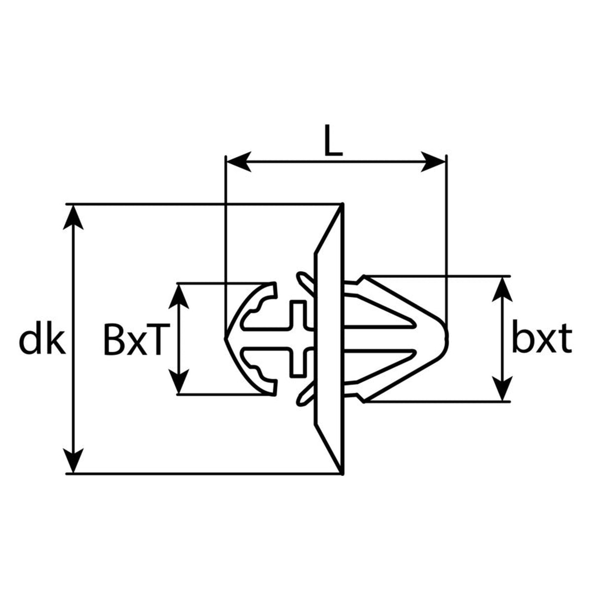 Kfz-Zierleistenklammer grau, dk 20 mm, L 16,7 mm: Produktansicht