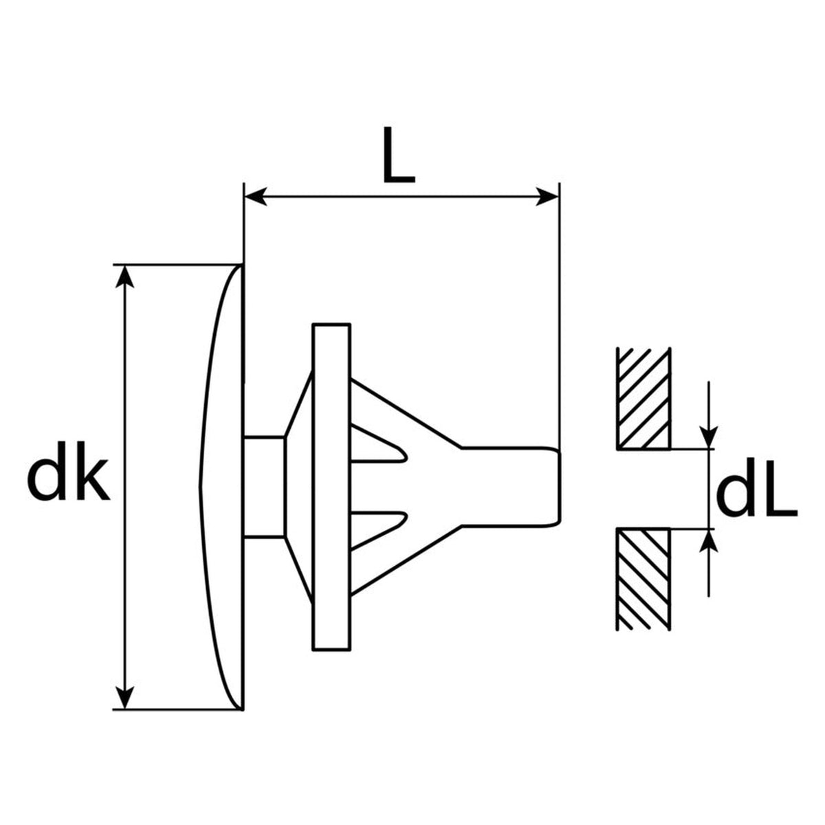 Kfz-Türdichtungsclip farblos, dk 15 mm, L 14,3 mm: Produktansicht
