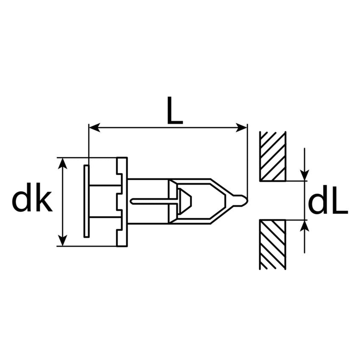 Kfz-Kunststoffspreizniet schwarz, dk 18 mm, L 30 mm: Produktansicht