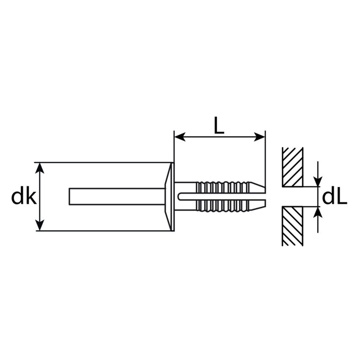 Kfz-Kunststoffspreizniet schwarz, dk 20 mm, L 15 mm: Produktansicht