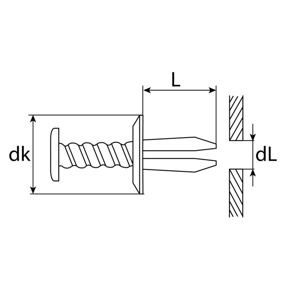 Kfz-Schraubniet schwarz, dk 19,5 mm, Hülse 21 mm: Produktansicht
