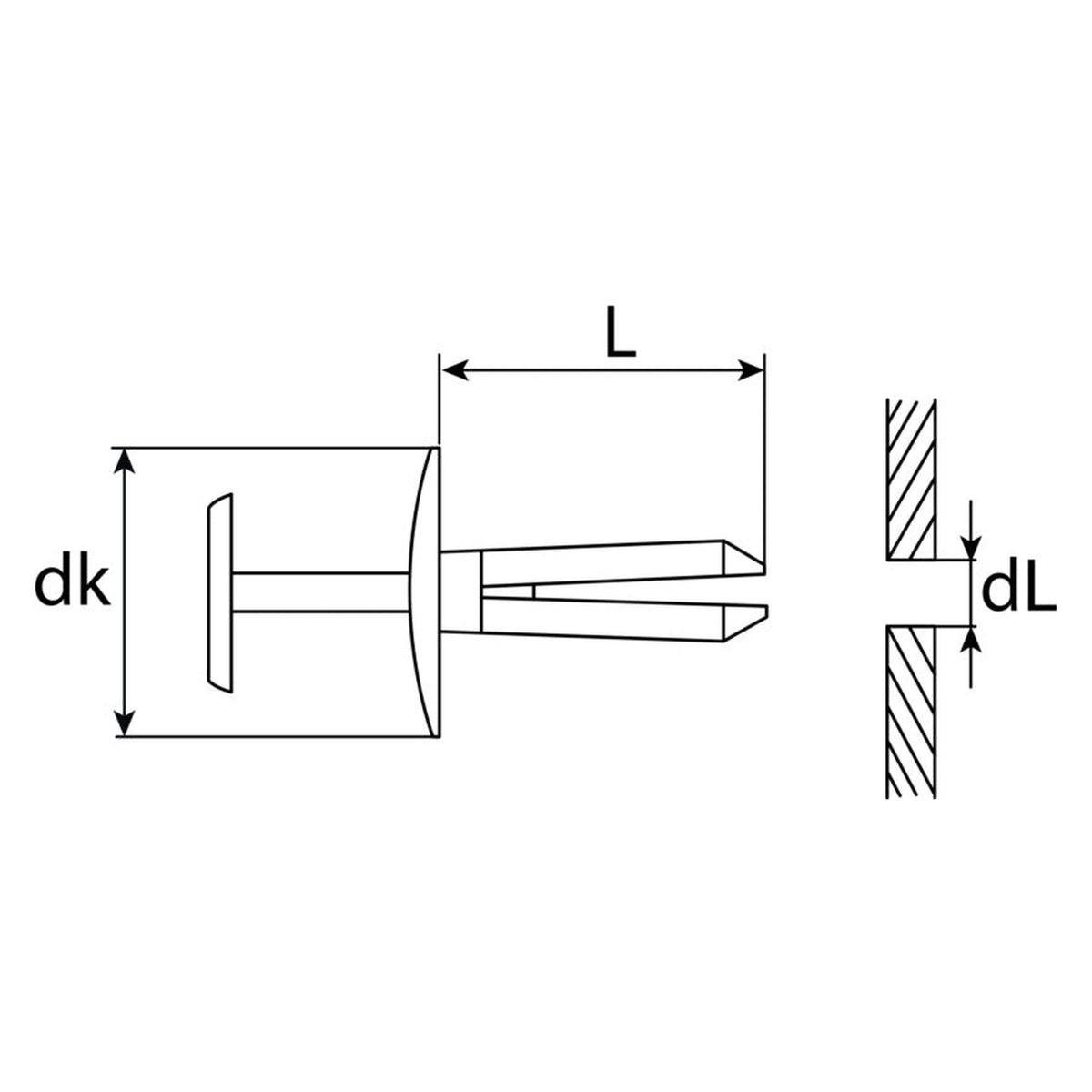 Kfz-Kunststoffspreizniet schwarz, dk 15 mm, L 11 mm: Produktansicht