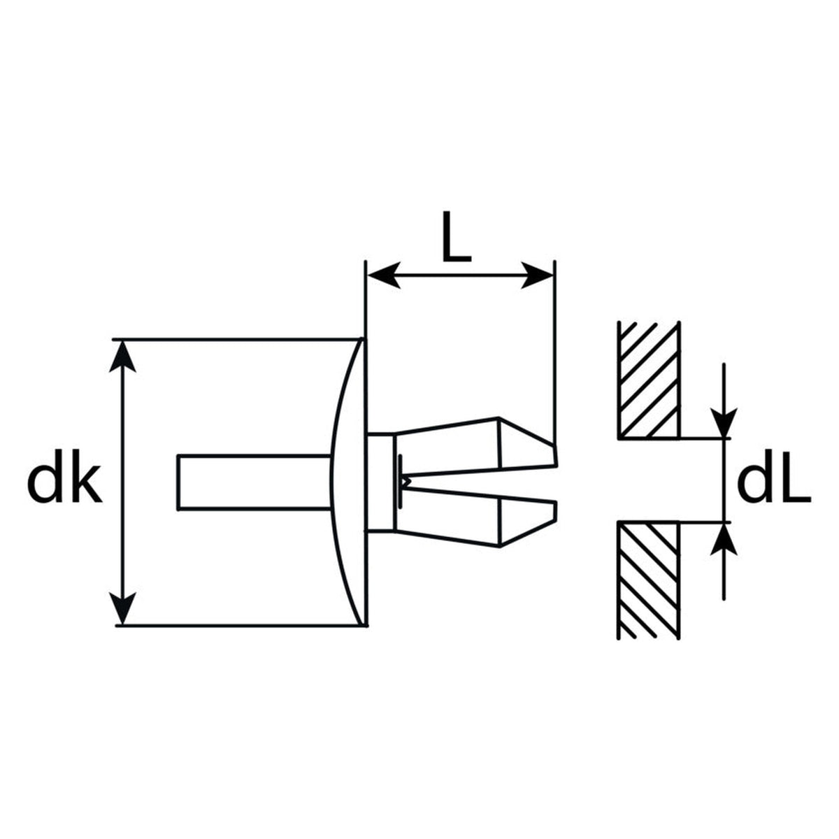 Kfz-Kunststoffspreizniet schwarz, dk 16 mm, L 11 mm: Produktansicht