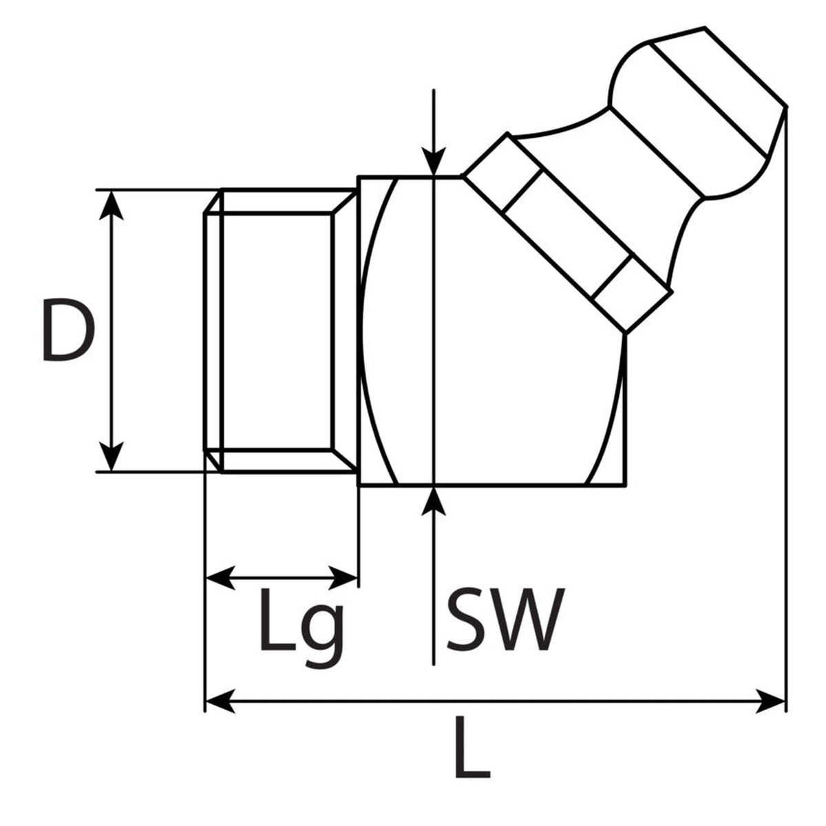 Hydraulikschmiernippel H2 gewinkelt, Stahl verzinkt, DIN 71412: Produktansicht