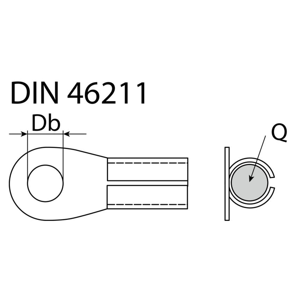 Lötkabelschuh, Messing verzinnt, DIN 46211: Produktansicht