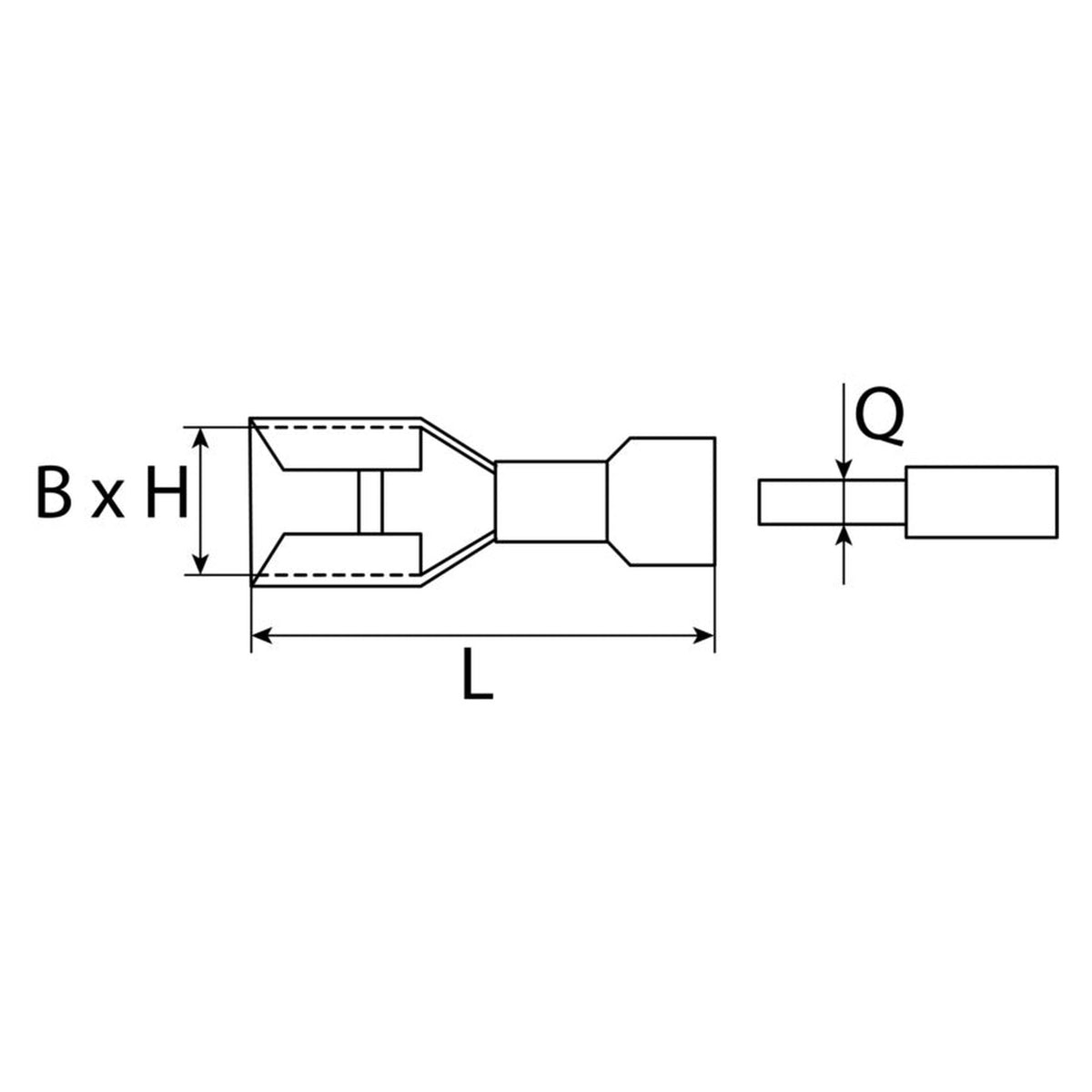 Flachsteckhülse teilisoliert, Messing und PVC, 600 V, bis 105 °C: Produktansicht