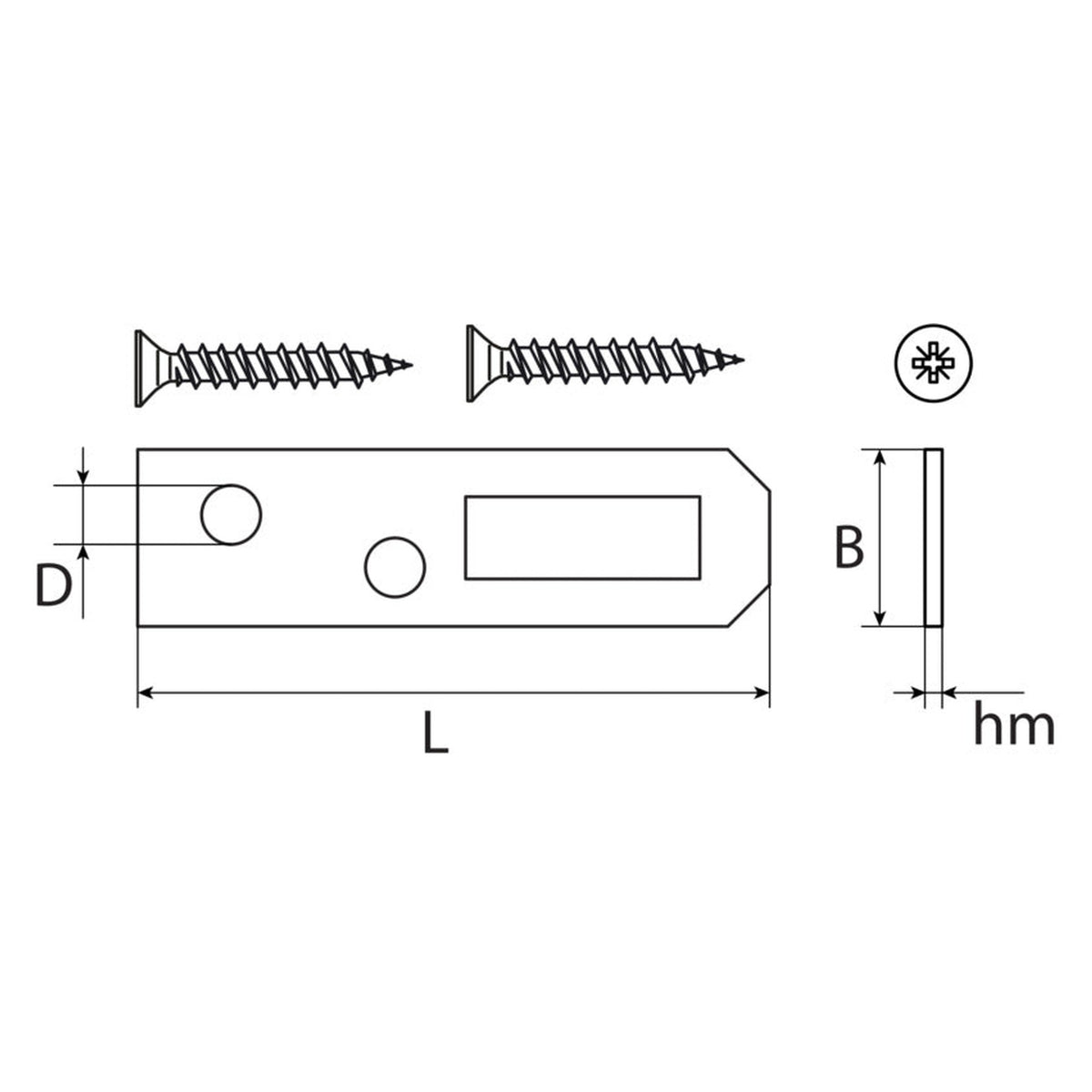 Aufhängelasche, Stahl verzinkt, 60 × 13 × 1 mm: Produktansicht